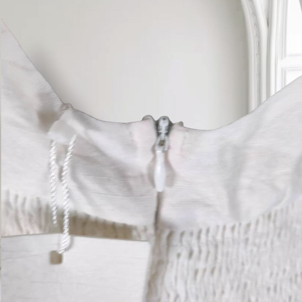 White Nap Dress Cottagecore Coquette Maxi Puff Sleeve Open Back L Skylar Rose - Picture 15 of 16
